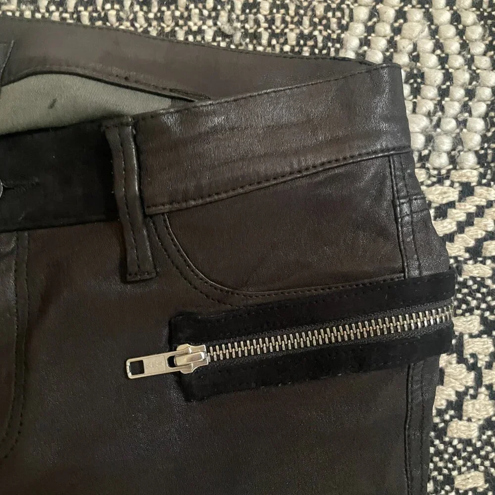 New RtA Black Lamb Leather Zip-Around Designer Pants NWOT Size 25 - Picture 4 of 13